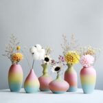 Vase design en céramique coloré à motif arc en ciel_11
