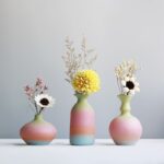 Vase design en céramique coloré à motif arc en ciel_12