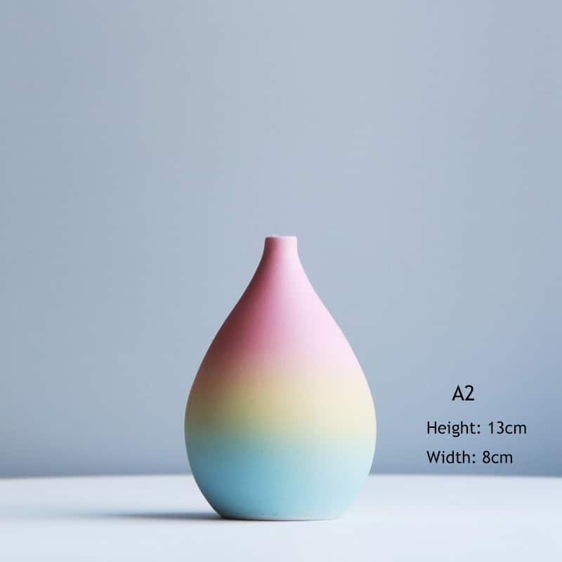 Vase design en céramique coloré à motif arc en ciel 1pièce