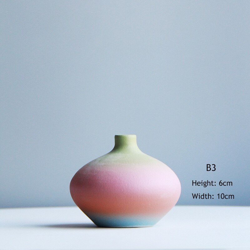 Vase design en céramique coloré à motif arc en ciel 1pièce_