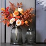 Vase design vintage nordique en verre épais géométrique noir_7