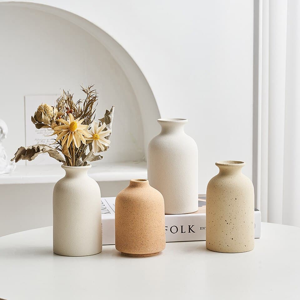 Vase en Céramique Simple de style nordique beige_1
