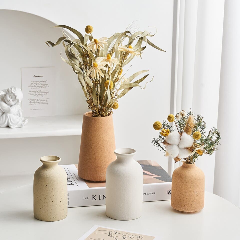 Vase en Céramique Simple de style nordique beige_2