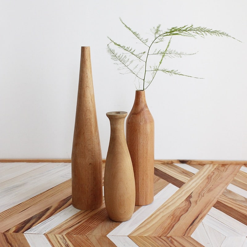Vase en bois massif nordique pour décoration intérieure_1