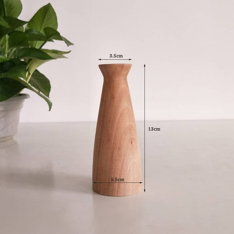 Vase en bois massif nordique pour décoration intérieure 13 cm