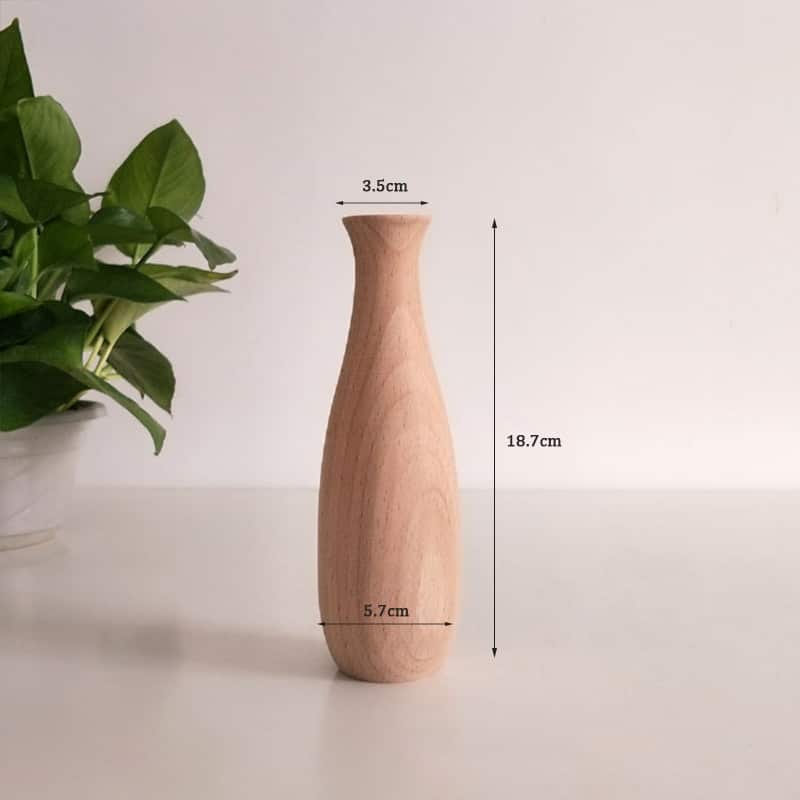 Vase en bois massif nordique pour décoration intérieure 18.5 cm