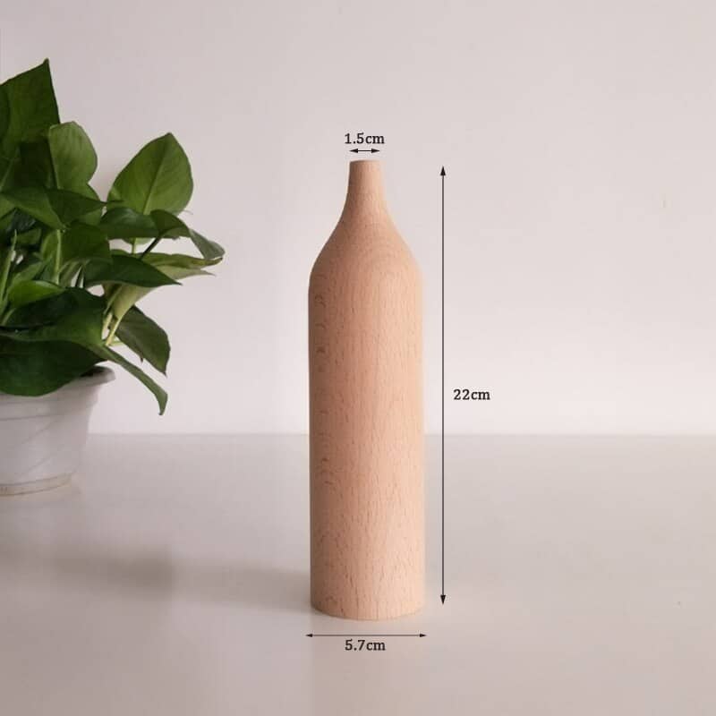 Vase en bois massif nordique pour décoration intérieure 22 cm