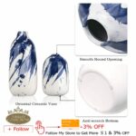 Vase en céramique bleu et blanc à fleurs décoratif émaillé_9