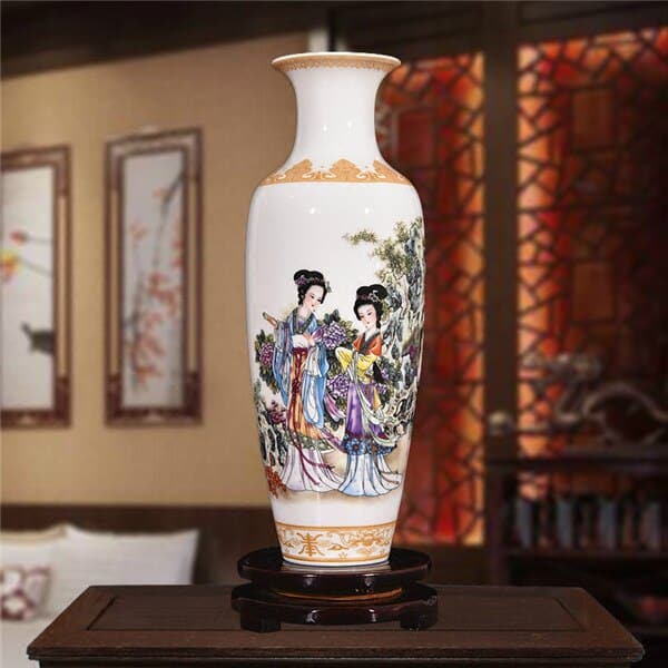 Vase en céramique d'argile blanche de Style chinois classique Fille