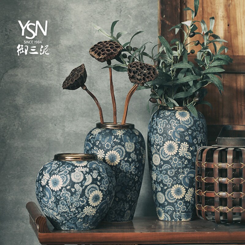 Vase en céramique japonais de style ancien pour la décoration du salon_4