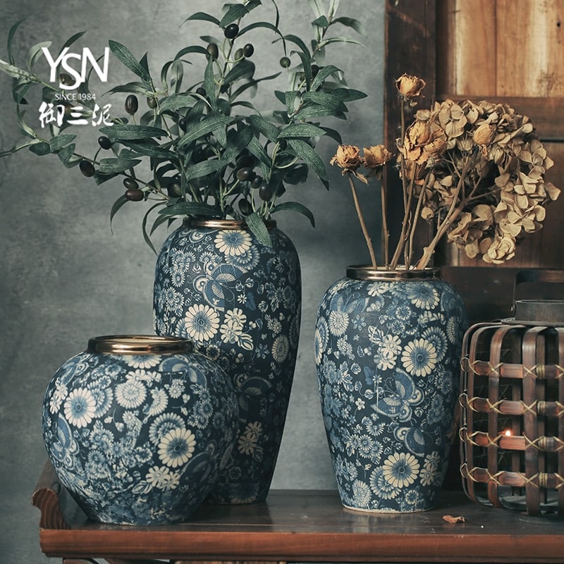 Vase en céramique japonais de style ancien pour la décoration du salon_7