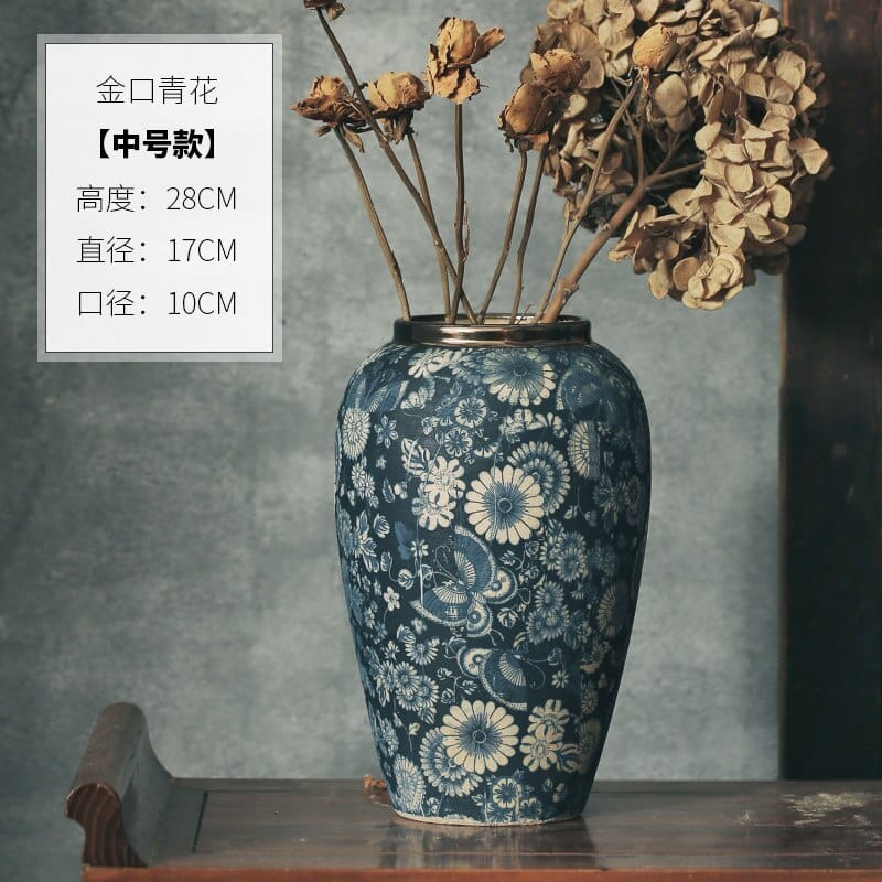 Vase en céramique japonais de style ancien pour la décoration du salon Moyen 28x17 cm China