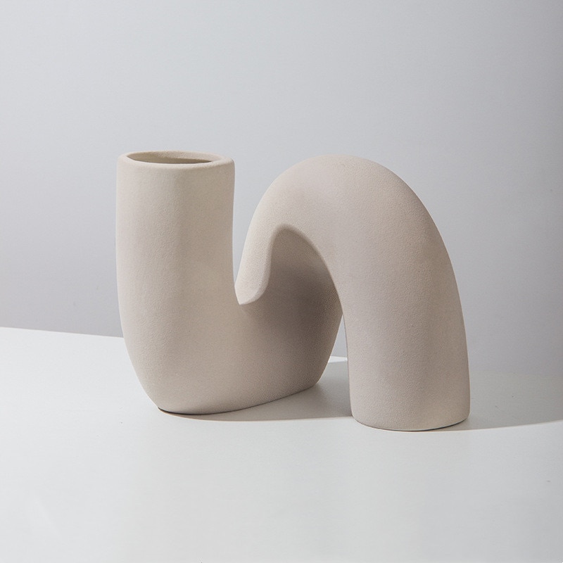 Vase en céramique torsadée de style nordique Beige