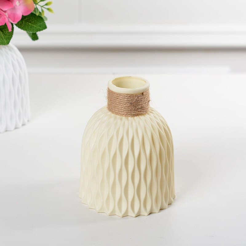 Vase en plastique Imitation céramique à fleurs séchées Beige