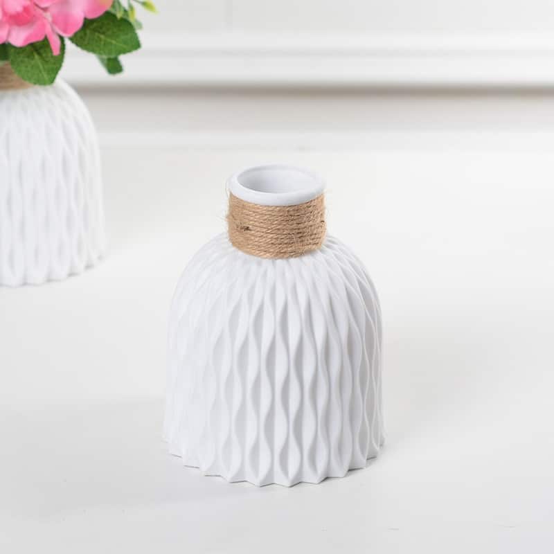 Vase en plastique Imitation céramique à fleurs séchées Blanche