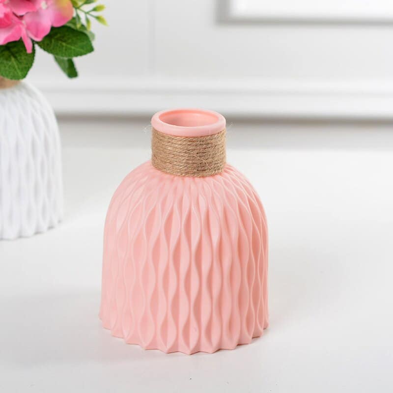 Vase en plastique Imitation céramique à fleurs séchées Rose