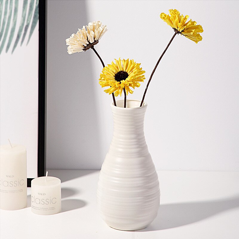 Vase en plastique nordique Simple pour décoration de salon Blanche