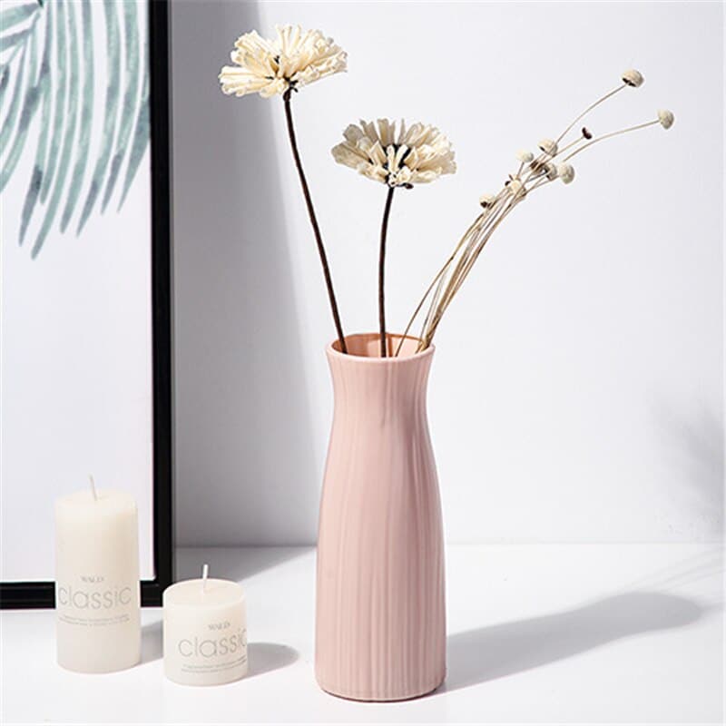 Vase en plastique nordique Simple pour décoration de salon Rose