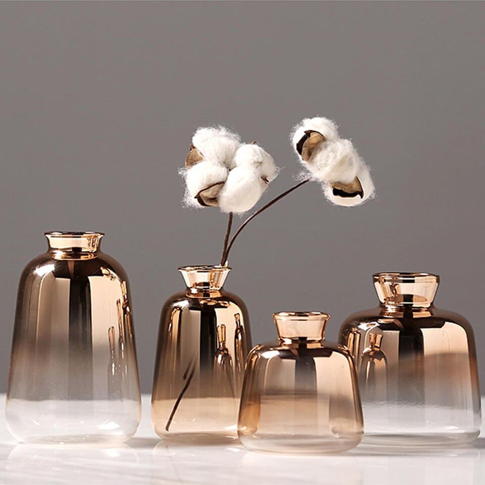 Vase en verre Transparent Simple à fleurs séchées_1