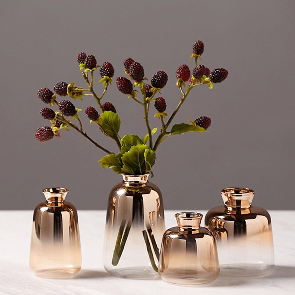 Vase en verre Transparent Simple à fleurs séchées_3