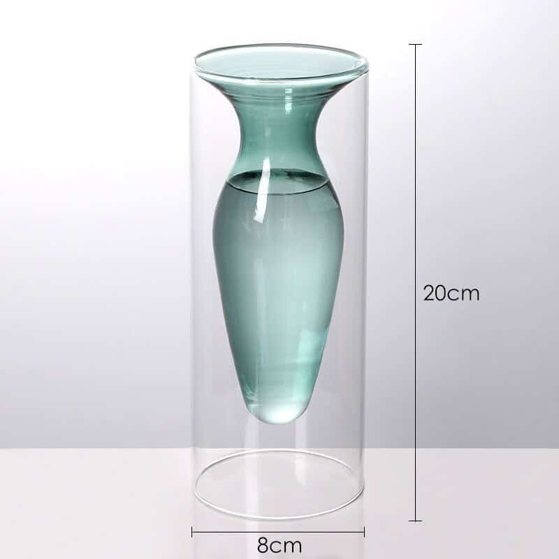 Vase en verre double transparent moderne pour salon_2