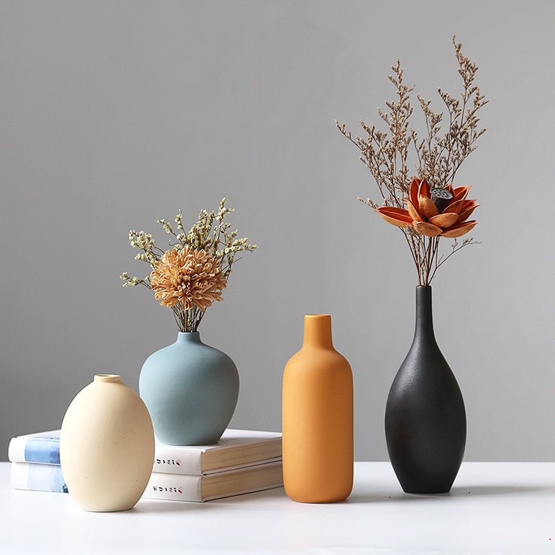 Vase européen de fleurs séchées en céramique pour salon_1