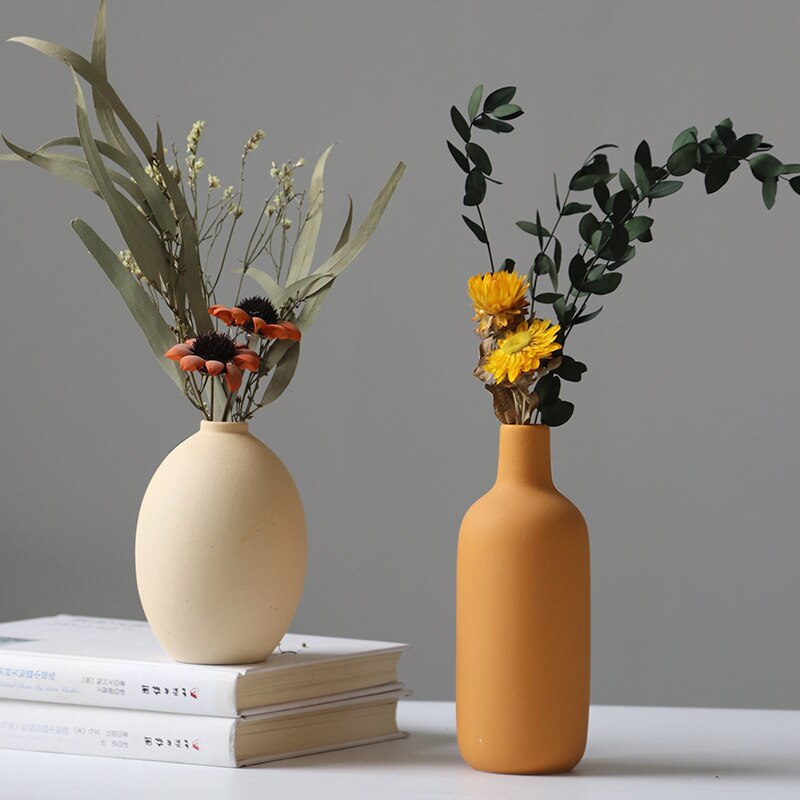 Vase européen de fleurs séchées en céramique pour salon_4