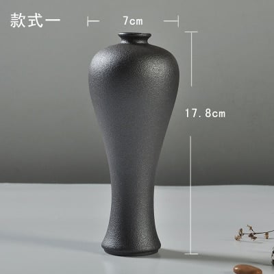 Vase européenne design en céramique noire givrée Chine__