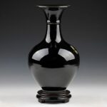 Vase grec avec motif floral en glaçure noire pour les ornements du salon_18