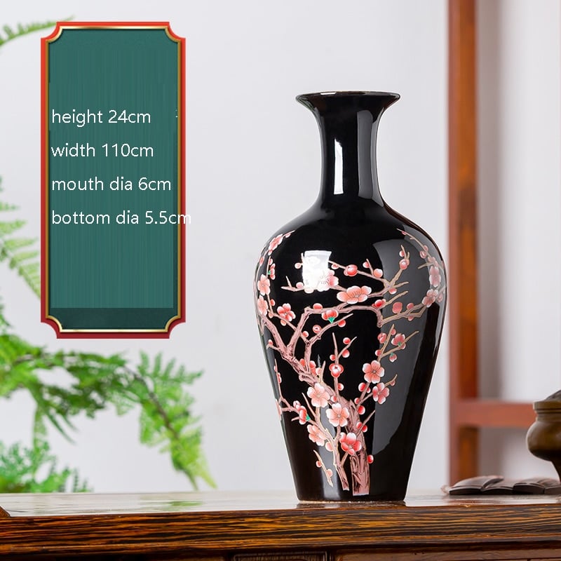 Vase grec avec motif floral en glaçure noire pour les ornements du salon_4