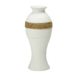 Vase grec de couleur blanc en porcelaine avec corde de chanvre_25