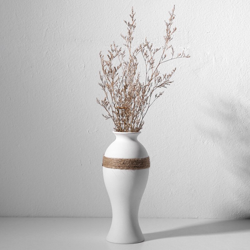 Vase grec de couleur blanc en porcelaine avec corde de chanvre Style 4
