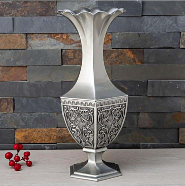 Vase grec élégant style moderne pour fleurs artificielles Argenté