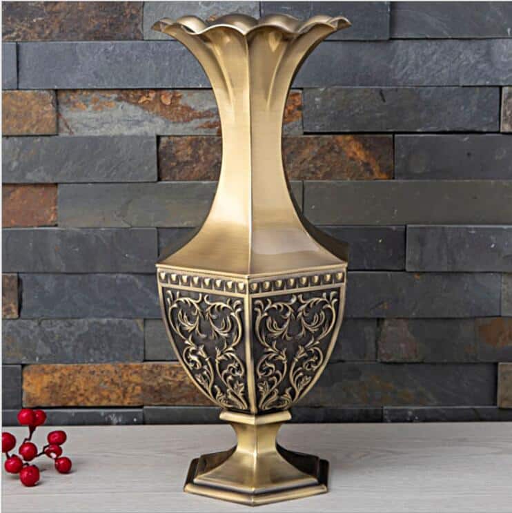 Vase grec élégant style moderne pour fleurs artificielles Bronze