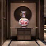 Vase japonais à motif dragon design unique fait à partir de porcelaine pastel_6