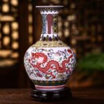 Vase japonais à motif dragon design unique fait à partir de porcelaine pastel_7