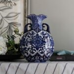 Vase japonais à motif fleur bleue géométrique_6