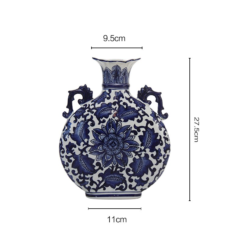 Vase japonais à motif fleur bleue géométrique D