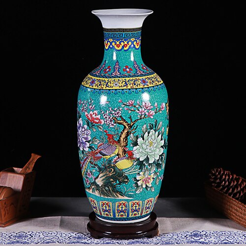 Vase japonais à motif floral style moderne Bleu China