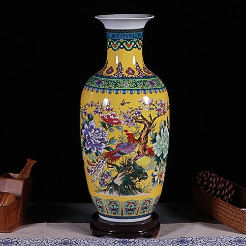Vase japonais à motif floral style moderne Jaune China