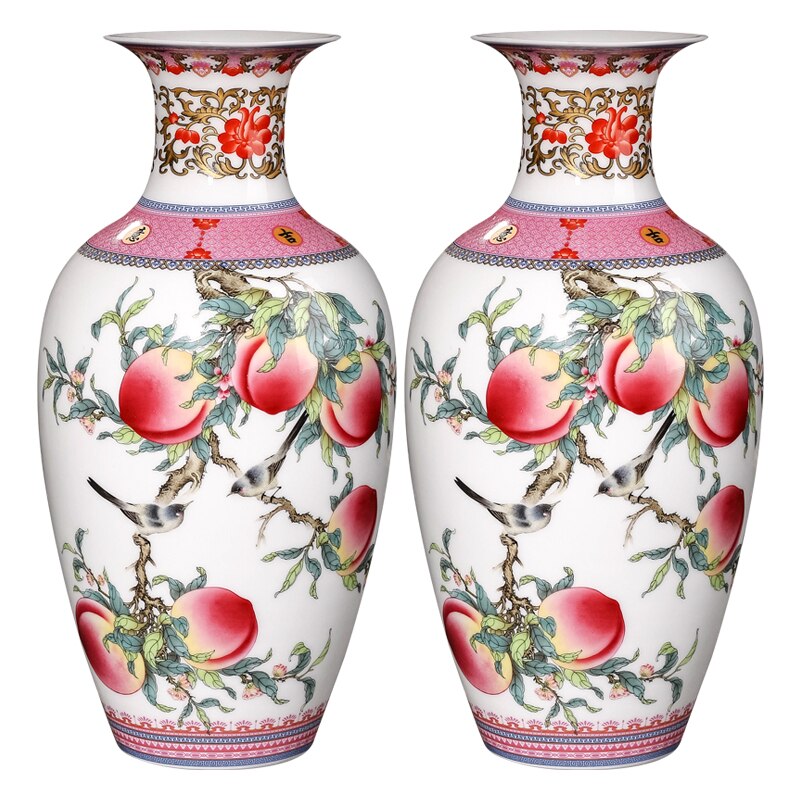 Vase japonais avec motif pêche rose style classique_4