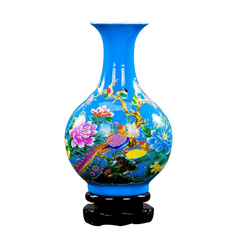 Vase japonais de couleur bleu en porcelaine_1