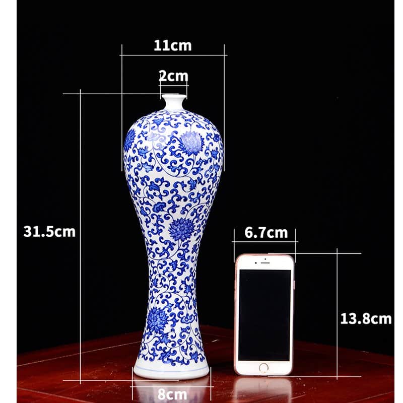 Vase japonais de couleur bleu et blanc design rétro_4