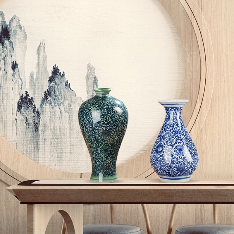 Vase japonais en céramique de couleur vert nouvelle collection_2