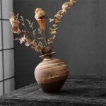 Vase noire japonaise ancien en céramique fait à la main_19