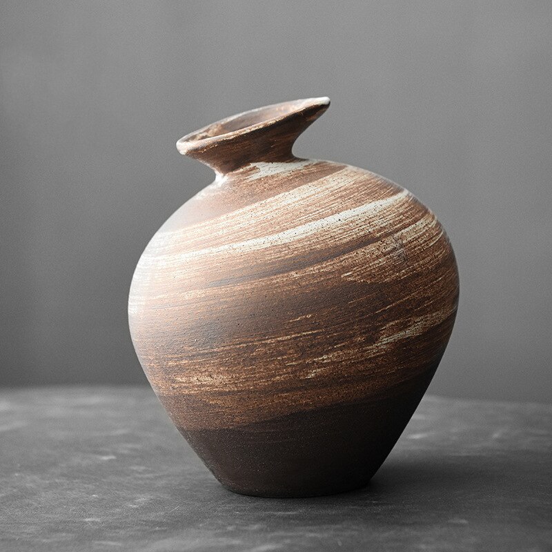 Vase noire japonaise ancien en céramique fait à la main_3