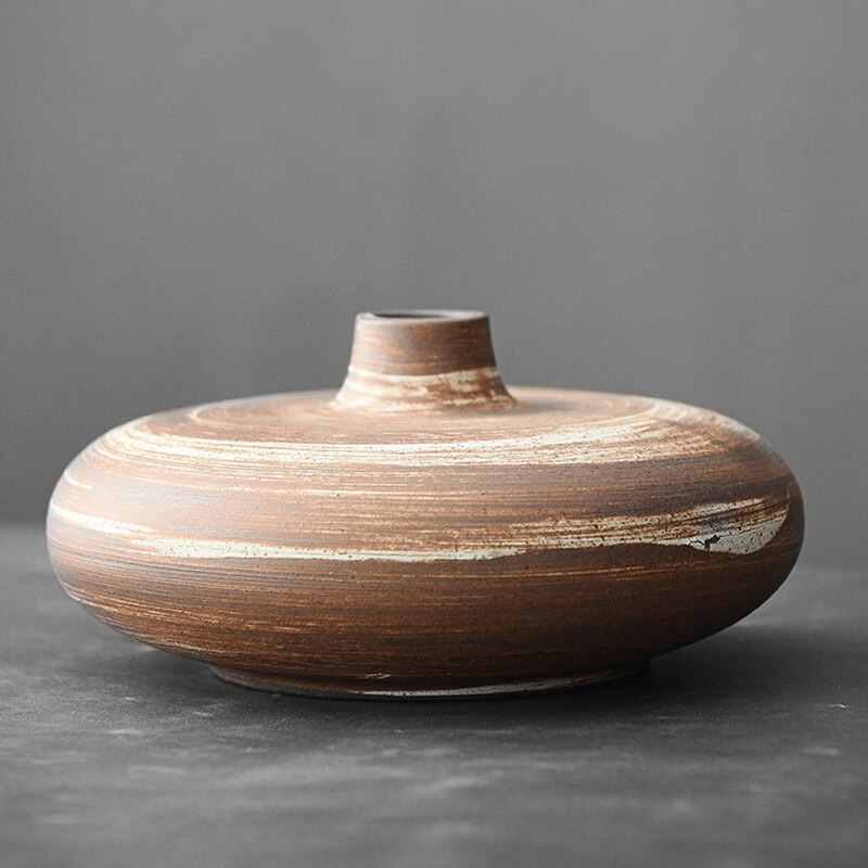 Vase noire japonaise ancien en céramique fait à la main_4