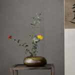 Vase noire japonaise ancien en céramique fait à la main_6