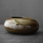 Vase noire japonaise ancien en céramique fait à la main_8