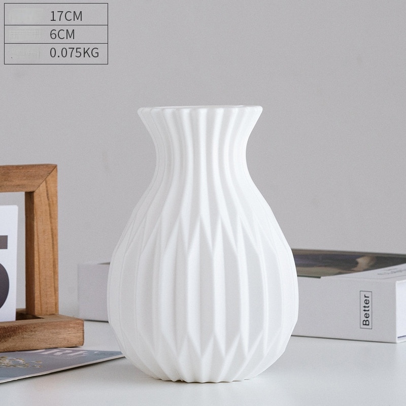Vase nordique à fleurs moderne en plastique Blanche